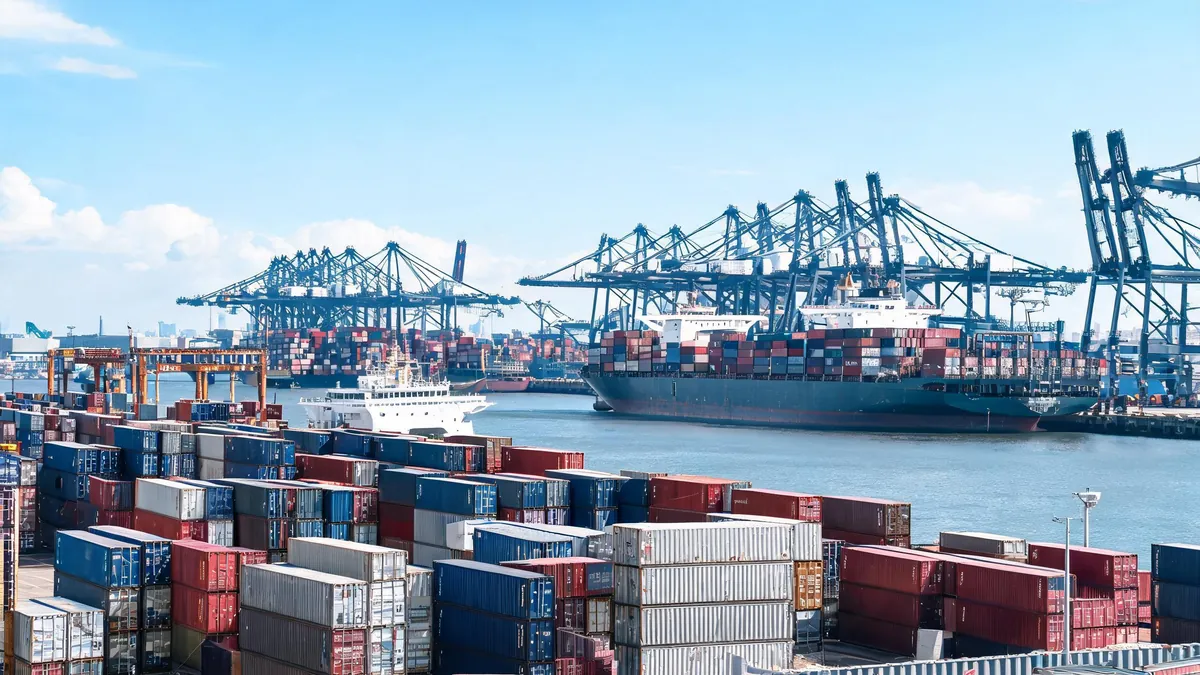 Shipping containers at a Chinese seaport for export
