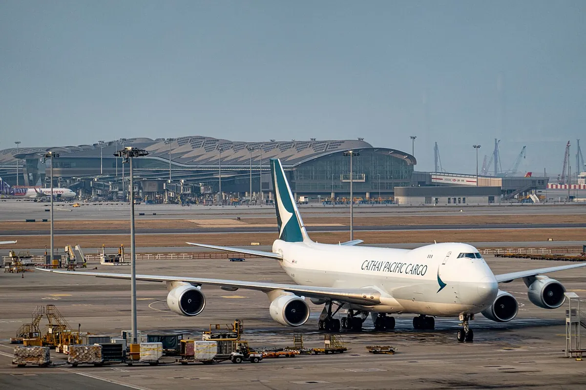 Cargo aircraft being loaded for air freight from China