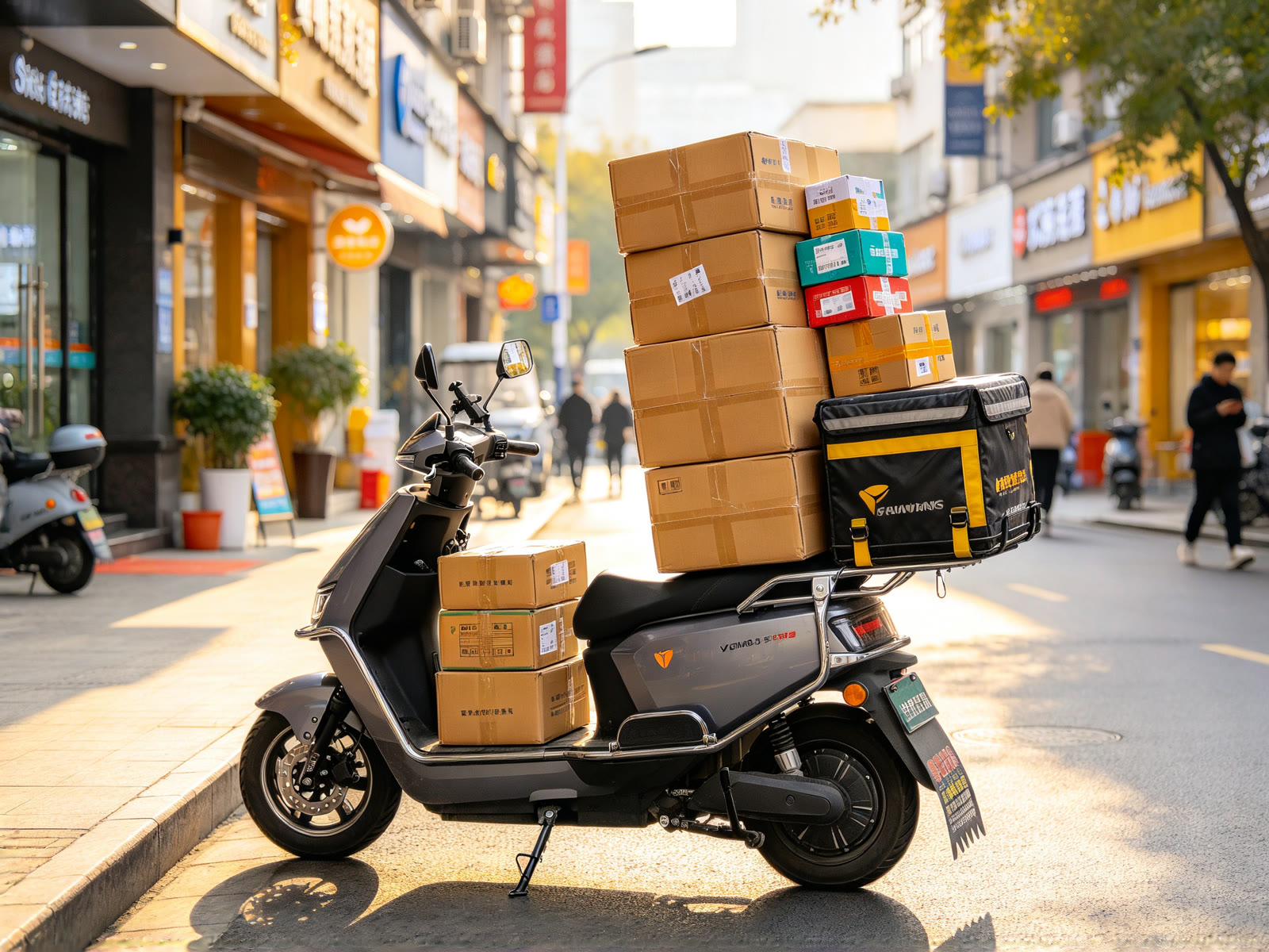 Taobao vs 1688 parcel delivery scooter loaded with packages