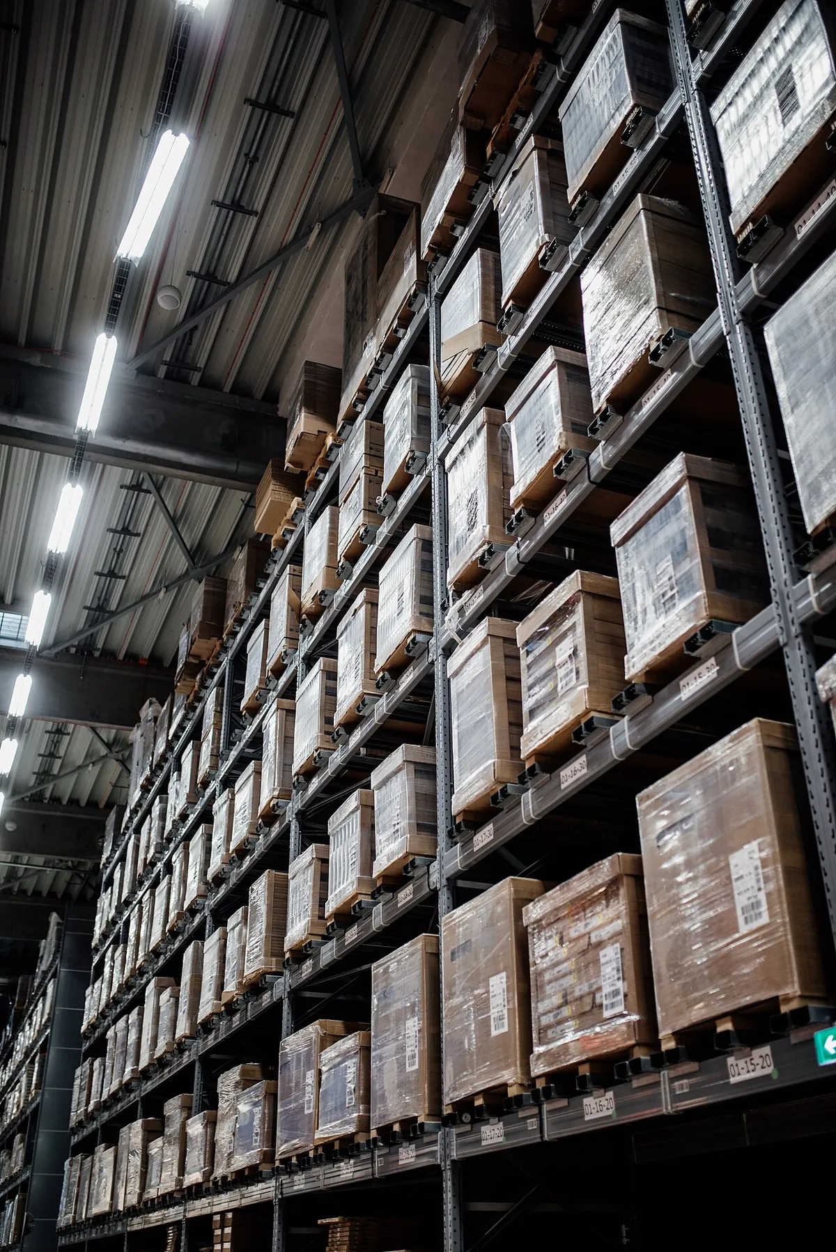 Warehouse stacked with pallets of wholesale goods