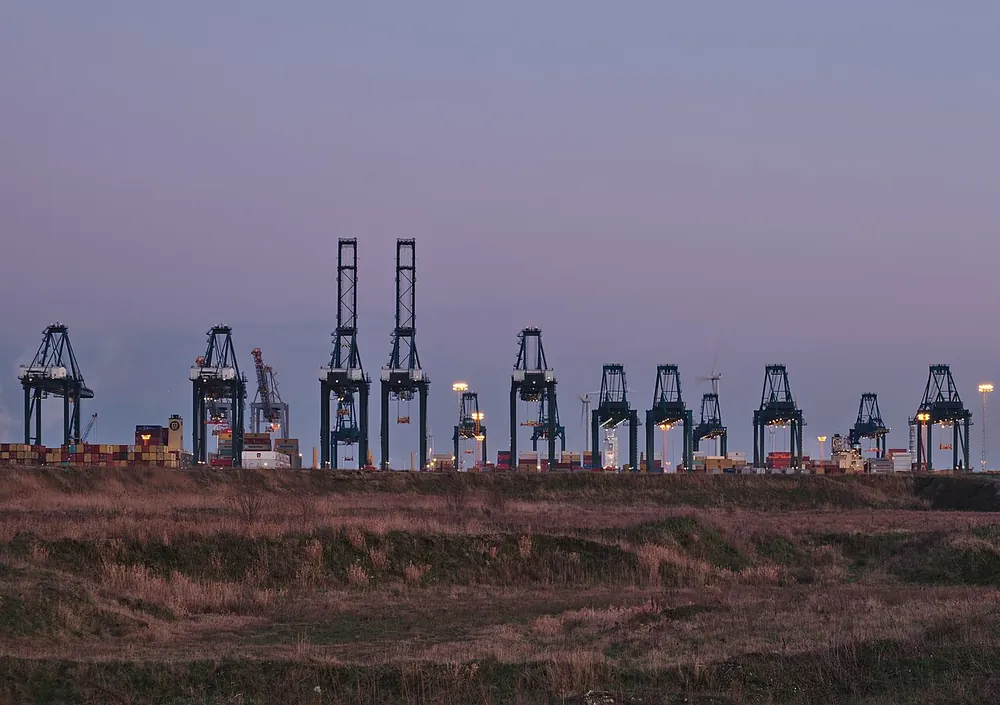 Container cranes at a port terminal