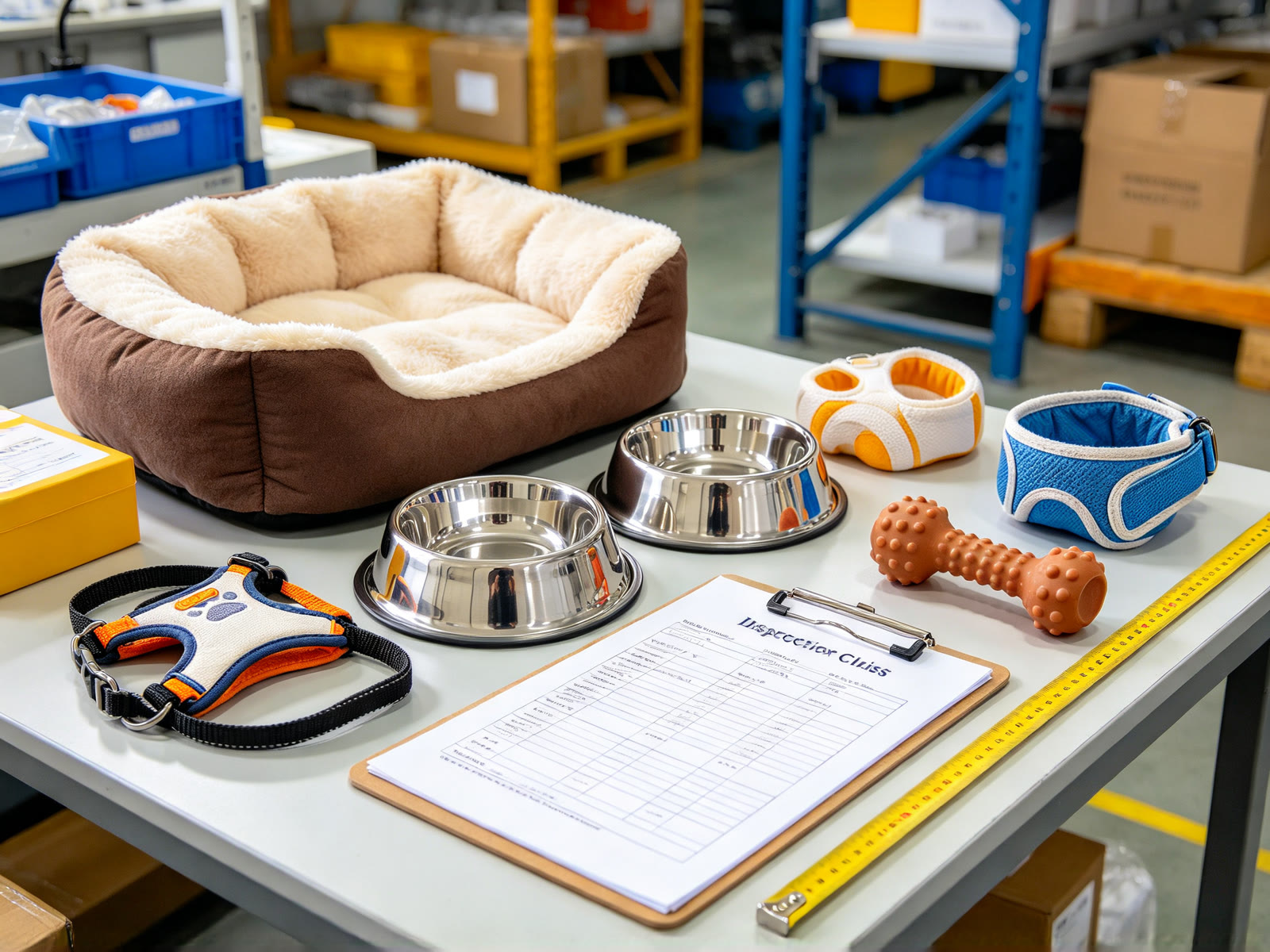 Pet supplies sourcing from 1688: quality inspection of dog bed, stainless steel bowls, harness and rubber toy samples